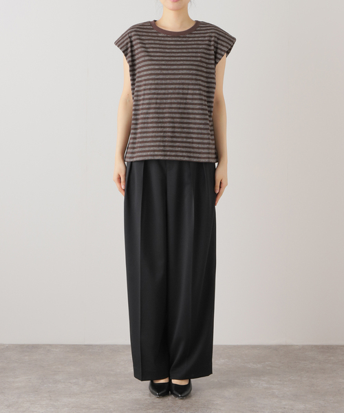 セール】KURO 別注 POWER SHOULDER SOLID N/S Tシャツ[BORDER]（T  