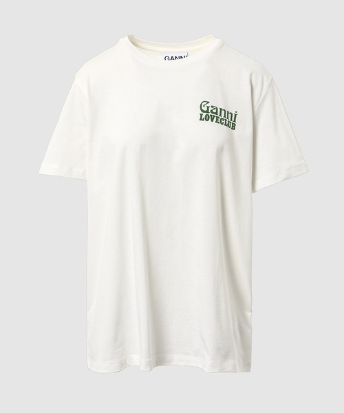 GANNI(ガニー)の「Thin Jersey Loveclub Relaxed T-shirt(Tシャツ/カットソー・レディース・ホワイト・L/M/S/XS)」の1枚目の写真