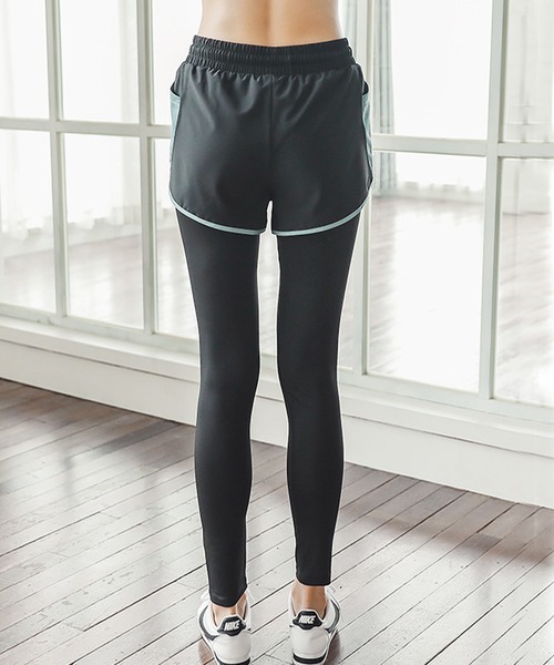 Lace Ladies（レースレディース）の「配色メッシュ ポケット付き パンツ ドッキング レギンス 水着 水陸両用（レギンス/スパッツ・レディース・パープル/ブラック/グリーン・XL/XXL/S/M/L）」の9枚目の写真