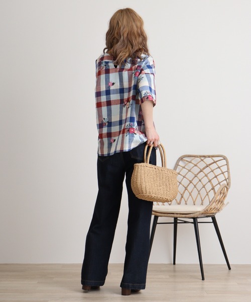 EMAGO 花総柄刺繍ﾁｪｯｸﾌﾞﾗｳｽ（シャツ/ブラウス）｜Emago（イマゴ）