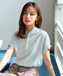 grove（グローブ）の「【イージーケア・接触冷感】ストライプシャツブラウス（シャツ/ブラウス）」