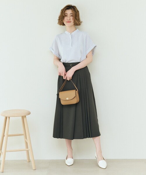 grove（グローブ）の「◆【イージーケア・接触冷感】ストライプシャツブラウス（シャツ/ブラウス・レディース・サックスブルー系2/ライトイエロー系3/ネイビー系2/ホワイト系3/ホワイト系その他3・03/02/01/04/05）」の11枚目の写真