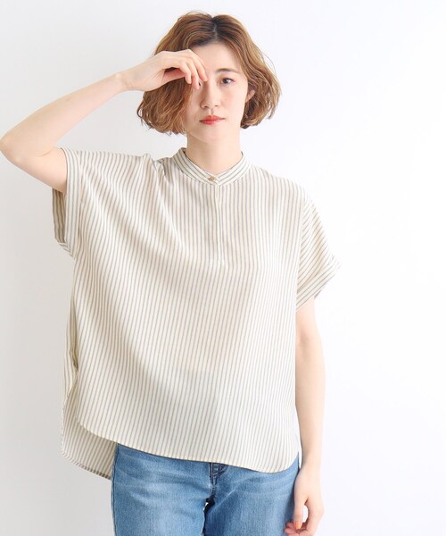 grove（グローブ）の「◆【イージーケア・接触冷感】ストライプシャツブラウス（シャツ/ブラウス・レディース・サックスブルー系2/ライトイエロー系3/ネイビー系2/ホワイト系3/ホワイト系その他3・03/02/01/04/05）」の16枚目の写真
