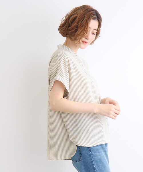 grove（グローブ）の「◆【イージーケア・接触冷感】ストライプシャツブラウス（シャツ/ブラウス・レディース・サックスブルー系2/ライトイエロー系3/ネイビー系2/ホワイト系3/ホワイト系その他3・03/02/01/04/05）」の17枚目の写真