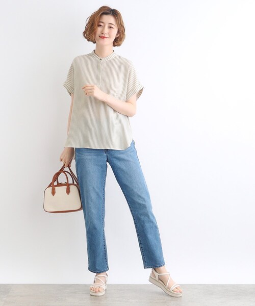 grove（グローブ）の「◆【イージーケア・接触冷感】ストライプシャツブラウス（シャツ/ブラウス・レディース・サックスブルー系2/ライトイエロー系3/ネイビー系2/ホワイト系3/ホワイト系その他3・03/02/01/04/05）」の18枚目の写真