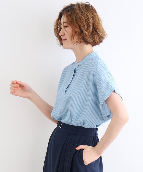 grove（グローブ）の「◆【イージーケア・接触冷感】ストライプシャツブラウス（シャツ/ブラウス・レディース・サックスブルー系2/ライトイエロー系3/ネイビー系2/ホワイト系3/ホワイト系その他3・03/02/01/04/05）」の21枚目の写真