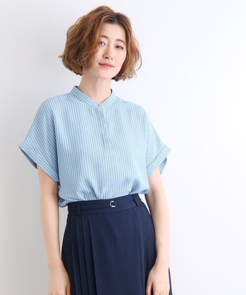 grove（グローブ）の「◆【イージーケア・接触冷感】ストライプシャツブラウス（シャツ/ブラウス・レディース・サックスブルー系2/ライトイエロー系3/ネイビー系2/ホワイト系3/ホワイト系その他3・03/02/01/04/05）」の22枚目の写真