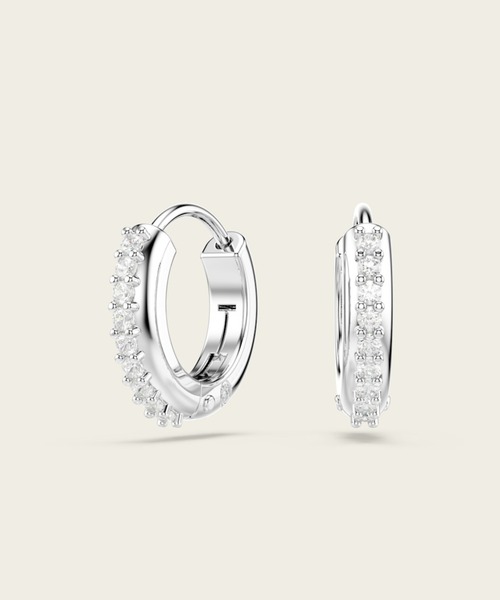 SWAROVSKI(スワロフスキー)の「【公式】【スワロフスキー】Matrix フープピアス ラウンドカット, ホワイト, ロジウム・プレーティング(ピアス(両耳用)・レディース・シルバー系その他・ONESIZE)」の1枚目の写真