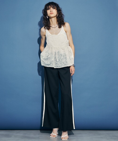 セール】Flower Jacquard Sheer Camisole / フラワージャガードシアー