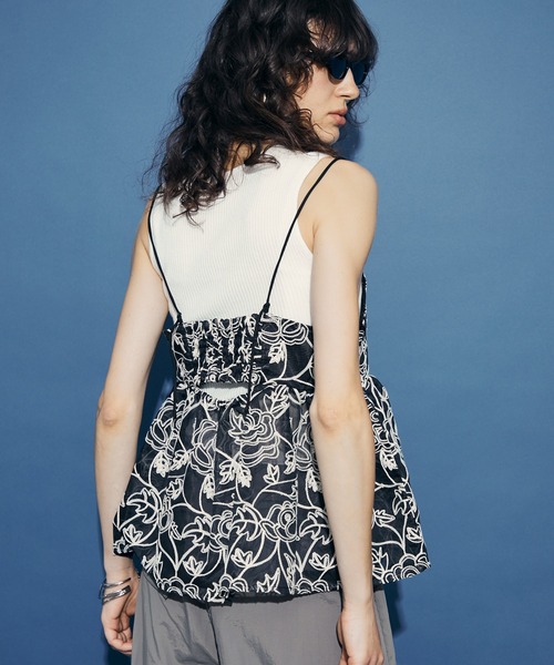 キャミソール SHEER FLOWER CAMI シアー フラワー キャミ シアートップス 夏服 SHEER FLOWER CAMI シアー フラワー キャミ シアートップス 夏服