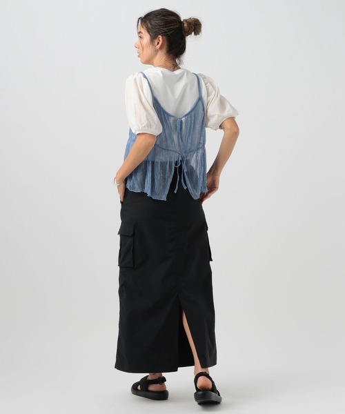 BAYFLOW（ベイフロー）の「[シアーな袖が旬]パフスリーブＴシャツ（Tシャツ/カットソー・レディース・オフホワイト/レッド/ブラック・FREE）」の8枚目の写真