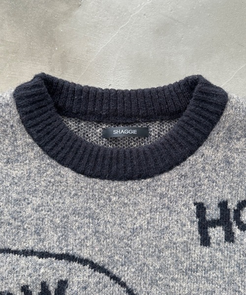 SHAGGIE（シャギー）の「ウール混全面ロゴ編みプルオーバーニット（ニット/セーター・レディース・ブラック/カーキ/レッド・FREE）」の13枚目の写真