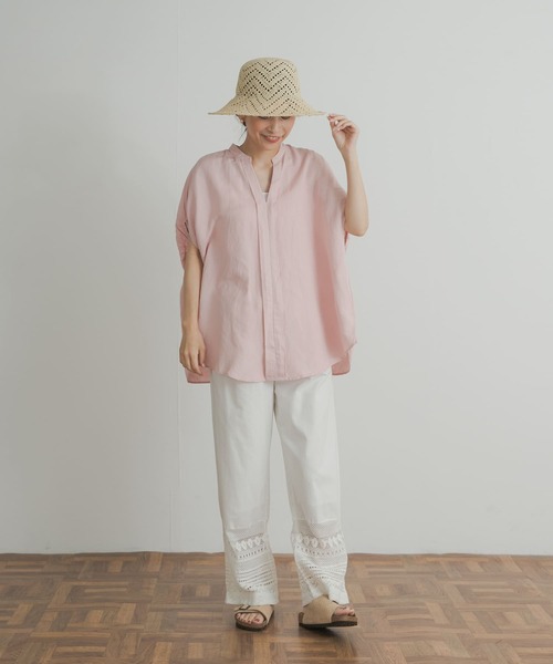 URBAN RESEARCH DOORS(アーバンリサーチドアーズ)の「ギャザースリーブスキッパーブラウス(シャツ/ブラウス・レディース・オフホワイト/グレー系その他/ライトピンク・MEDIUM)」の12枚目の写真