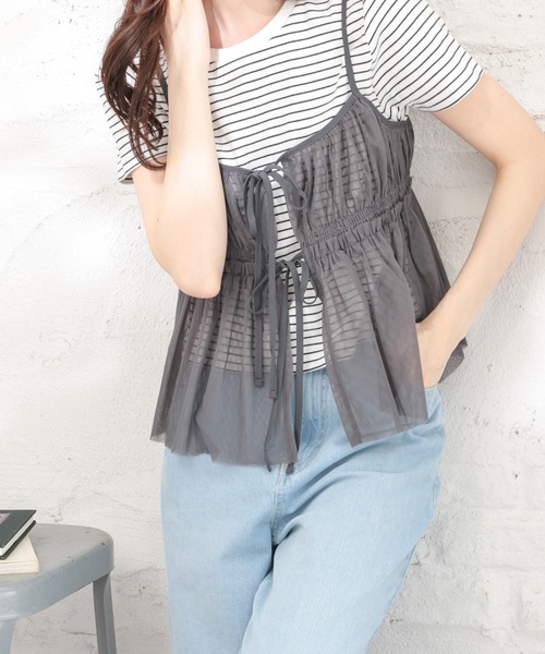 Honeys（ハニーズ）の「チュールリボンシアーキャミソール