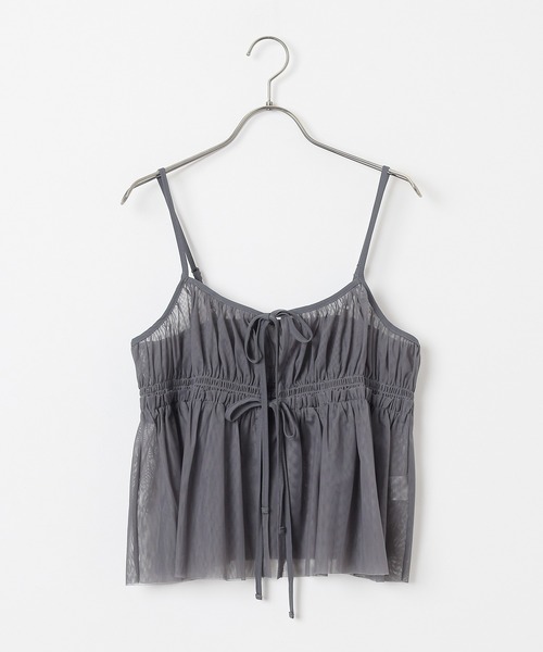 Honeys（ハニーズ）の「チュールリボンシアーキャミソール（キャミソール・レディース・ブラック/アイボリー/オリーブ/チャコールグレー/グレー・M/S/LL/L）」の13枚目の写真