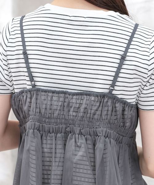 Honeys（ハニーズ）の「チュールリボンシアーキャミソール（キャミソール・レディース・ブラック/アイボリー/オリーブ/チャコールグレー/グレー・M/S/LL/L）」の7枚目の写真