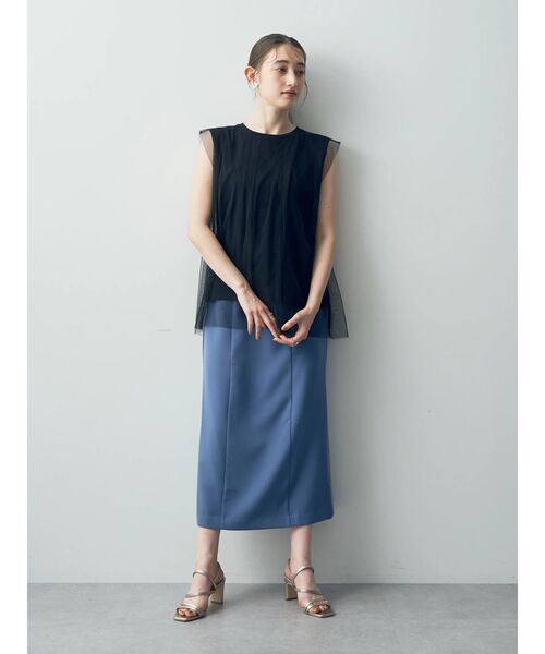 YECCA VECCA(イェッカヴェッカ)の「ベルト付きナロースカート(スカート・レディース・ブラック/ライトベージュ/ブルー・S/M)」の7枚目の写真