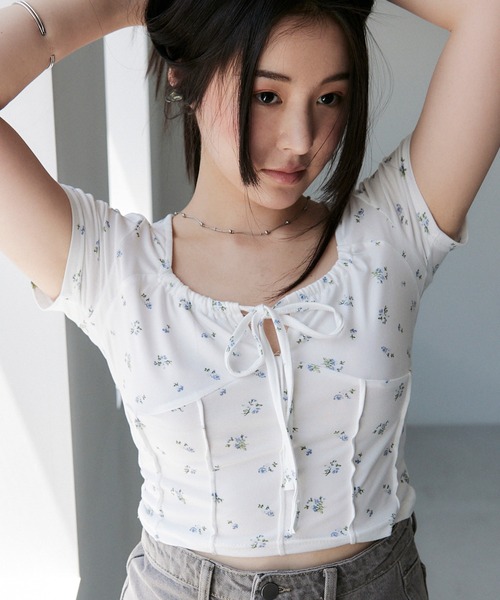 solleim（ソルレム）の「フロントリボンギャザーTシャツ（Tシャツ/カットソー・レディース・オフホワイト/グレー/ネイビー系/ブラック/ホワイト系その他・M）」の3枚目の写真