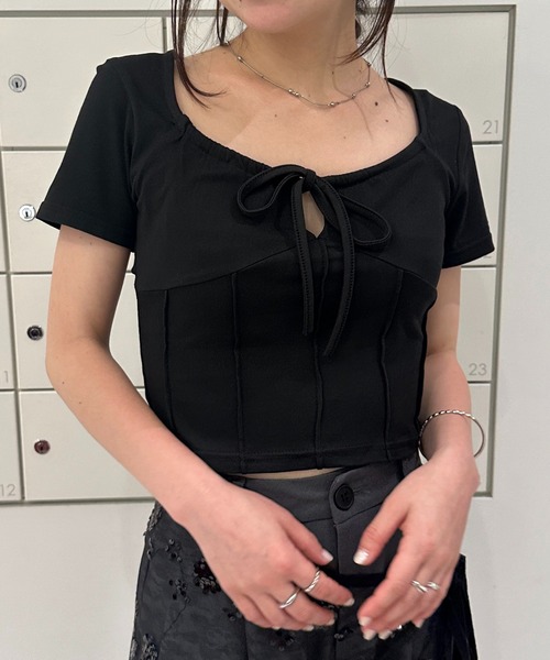 solleim（ソルレム）の「フロントリボンギャザーTシャツ（Tシャツ/カットソー・レディース・オフホワイト/グレー/ネイビー系/ブラック/ホワイト系その他・M）」の15枚目の写真