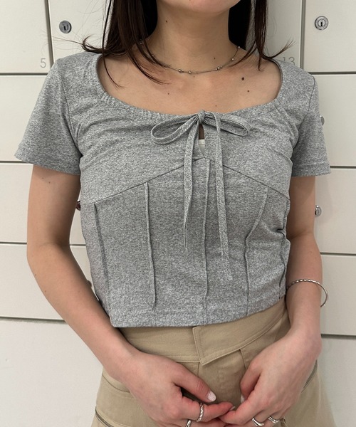 solleim（ソルレム）の「フロントリボンギャザーTシャツ（Tシャツ/カットソー・レディース・オフホワイト/グレー/ネイビー系/ブラック/ホワイト系その他・M）」の11枚目の写真