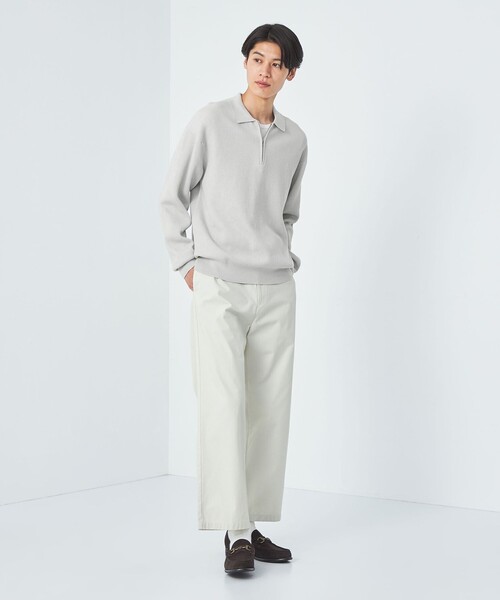 green label relaxing（グリーンレーベルリラクシング）の「クリア コットン アゼ ハーフジップ ポロ ニット（ニット/セーター・メンズ・ダークブラウン/ダークグレー/ライトグレー・S/M/L/XL）」の5枚目の写真