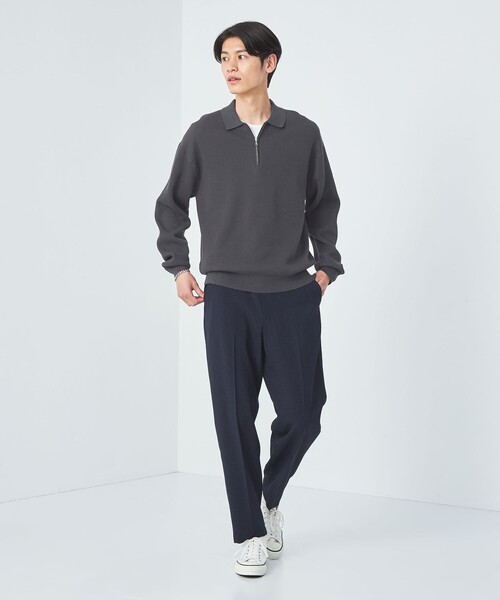 green label relaxing（グリーンレーベルリラクシング）の「クリア コットン アゼ ハーフジップ ポロ ニット（ニット/セーター・メンズ・ダークブラウン/ダークグレー/ライトグレー・S/M/L/XL）」の6枚目の写真