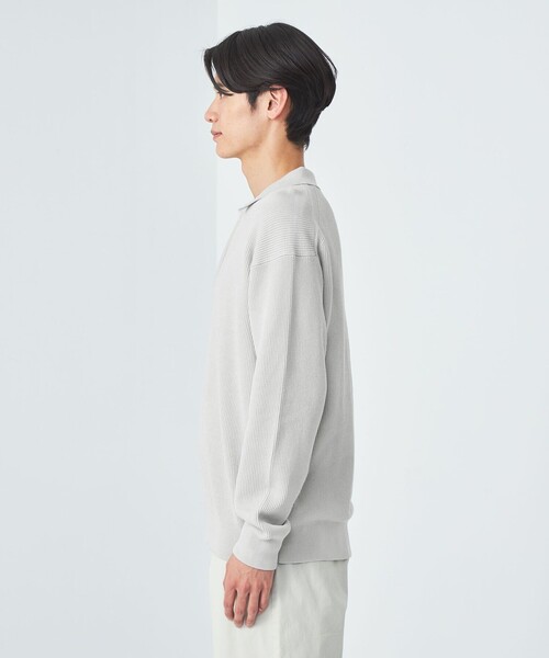 green label relaxing（グリーンレーベルリラクシング）の「クリア コットン アゼ ハーフジップ ポロ ニット（ニット/セーター・メンズ・ダークブラウン/ダークグレー/ライトグレー・S/M/L/XL）」の9枚目の写真