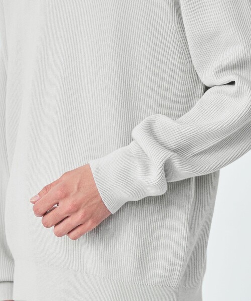 green label relaxing（グリーンレーベルリラクシング）の「クリア コットン アゼ ハーフジップ ポロ ニット（ニット/セーター・メンズ・ダークブラウン/ダークグレー/ライトグレー・S/M/L/XL）」の12枚目の写真