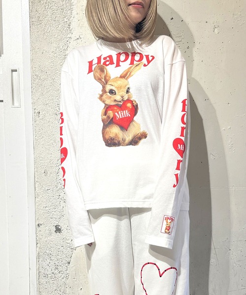 MILK(ミルク)の「HAPPY BUNNY ロングTシャツ(Tシャツ/カットソー・レディース・C/A/B・FREE)」の2枚目の写真