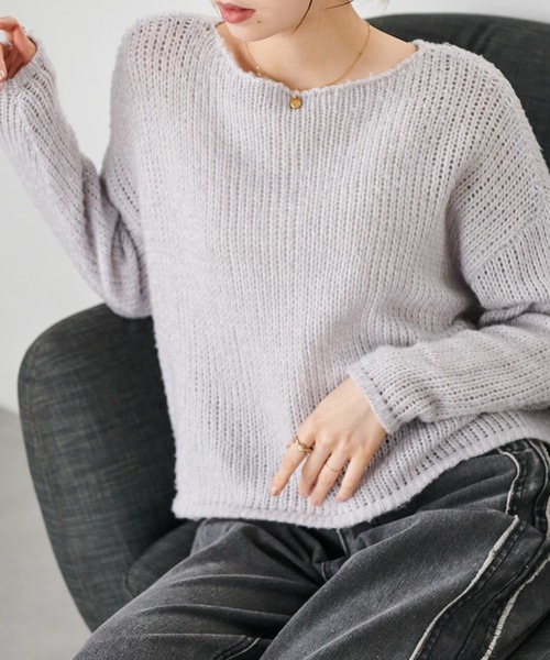 セール】【優木まおみさん着用】モヘアタッチローゲージシアーニット