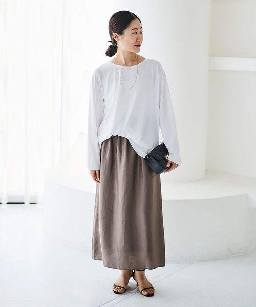 le.coeur blanc（ルクールブラン）の「ソフトグリッターナロースカート（スカート・レディース・ブラック/モカ/オフホワイト・38）」の21枚目の写真