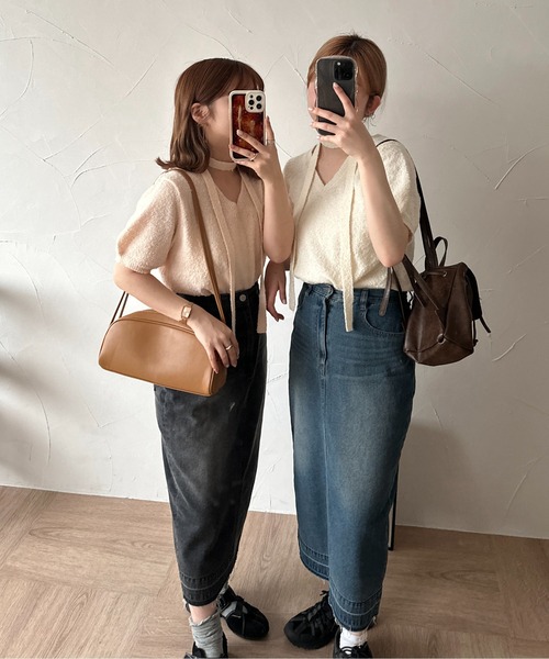 raffime(ラフィミー)の「チョーカーリボンサマーニット(Tシャツ/カットソー・レディース・アイボリー/ピンク・フリー)」の21枚目の写真