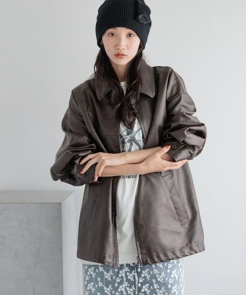 LOWRYS FARM（ローリーズファーム）の「レザーＺＩＰドロストブルゾン　 133562（ブルゾン・レディース・ブラック/ブラウン・FREE）」の12枚目の写真