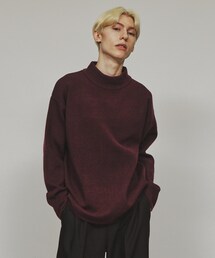 ◆【洗える】モッチモチニット モックネックプルオーバー