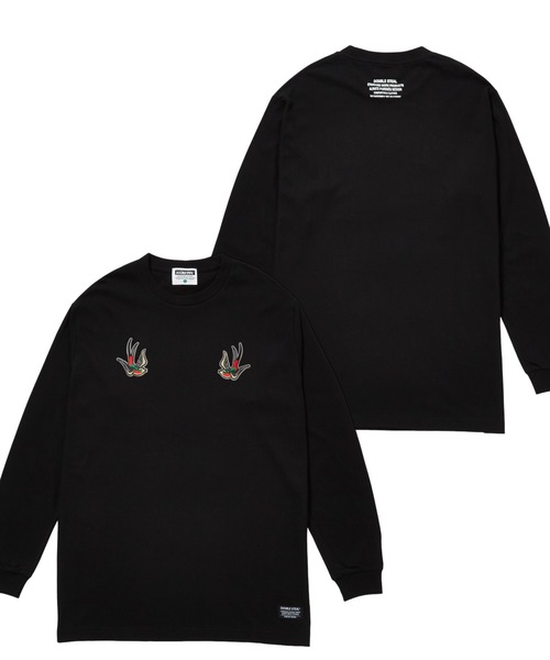 DOUBLE STEAL(ダブルスティール)の「スワローワッペン 長袖Tシャツ(Tシャツ/カットソー・メンズ・ホワイト/ブラック・MEDIUM/LARGE/X-LARGE)」の2枚目の写真