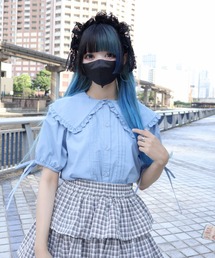【nekoneko214yori リボンタイワイドシャツ インディゴ】 j.n.r.d/バーズアイカノコスキッパーポロシャツ（Tシャツ