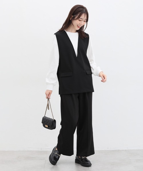 Honeys(ハニーズ)の「Tシャツ付ベスト(ベスト・レディース・モカ/チャコール/ブラック・M/LL/L/S)」の4枚目の写真