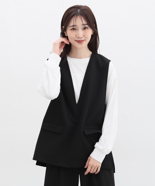 Honeys(ハニーズ)の「Tシャツ付ベスト(ベスト・レディース・モカ/チャコール/ブラック・M/LL/L/S)」の6枚目の写真