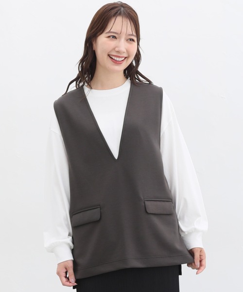 Honeys(ハニーズ)の「Tシャツ付ベスト(ベスト・レディース・モカ/チャコール/ブラック・M/LL/L/S)」の8枚目の写真
