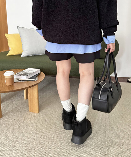 DISCOAT（ディスコート）の「【秋冬の足元をオシャレに♪】フェイクムートンブーツ《WEB限定カラーあり》（ブーツ・レディース・ブラック/キャメル/グレー・SMALL/MEDIUM/LARGE/X-LARGE）」の15枚目の写真