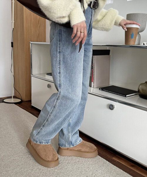 DISCOAT（ディスコート）の「【秋冬の足元をオシャレに♪】フェイクムートンブーツ《WEB限定カラーあり》（ブーツ・レディース・ブラック/キャメル/グレー・SMALL/MEDIUM/LARGE/X-LARGE）」の7枚目の写真