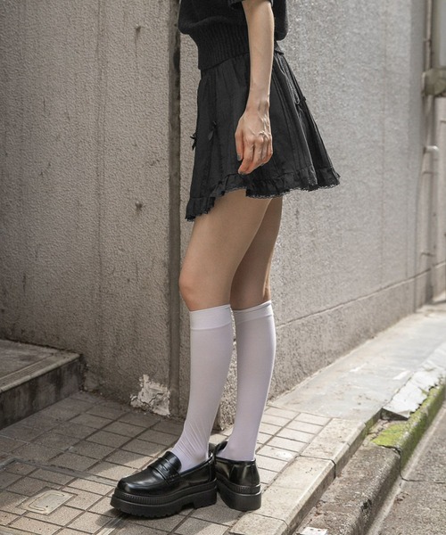 PLACE STUDIO(プレイススタジオ)の「PLACE STUDIO/レースリボンミニスカート(裏地パンツあり)(スカート・レディース・ホワイト/ブラック・FREE)」の9枚目の写真