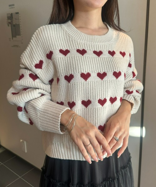 RANAN(ラナン)の「ハートラインニットプルオーバー(ニット/セーター・レディース・ネイビー/ベージュ/アイボリー・M/L/LL)」の8枚目の写真