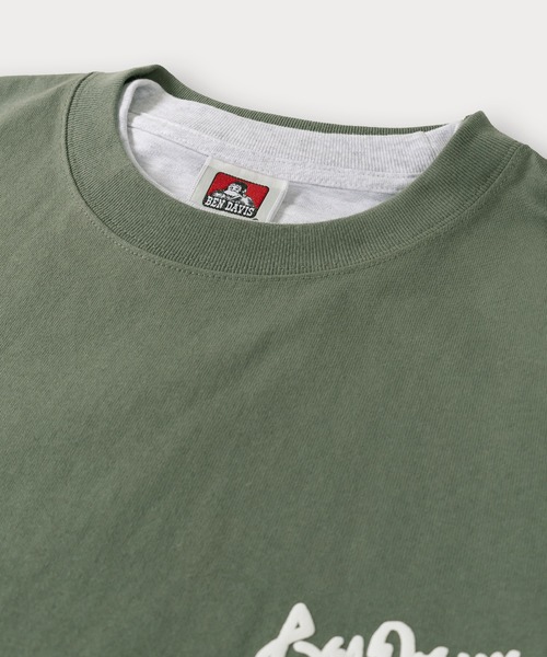 【セール】【BENDAVIS／ベンデイビス】2TEES LAYERED TAGGING/タギングロゴ バックプリント レイヤードロングTシャツ オーバーサイズ ロンT＆半袖T 2点セット（Tシャツ/カットソー）｜BEN DAVIS（ベンデイビス）