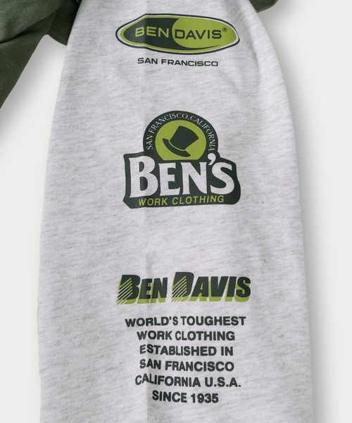 【セール】【BENDAVIS／ベンデイビス】2TEES LAYERED TAGGING/タギングロゴ バックプリント レイヤードロングTシャツ オーバーサイズ ロンT＆半袖T 2点セット（Tシャツ/カットソー）｜BEN DAVIS（ベンデイビス）