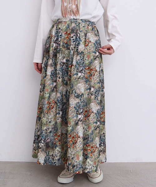 l'atelier du savon（アトリエドサボン）の「森とお花のつぎはぎプリント　シャツコールスカート（スカート・レディース・ベージュ/ネイビー・FREE）」の20枚目の写真