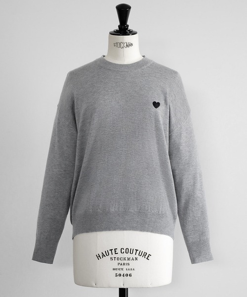 新色追加》ワンポイントハート刺繍ニットプルオーバー（ニット