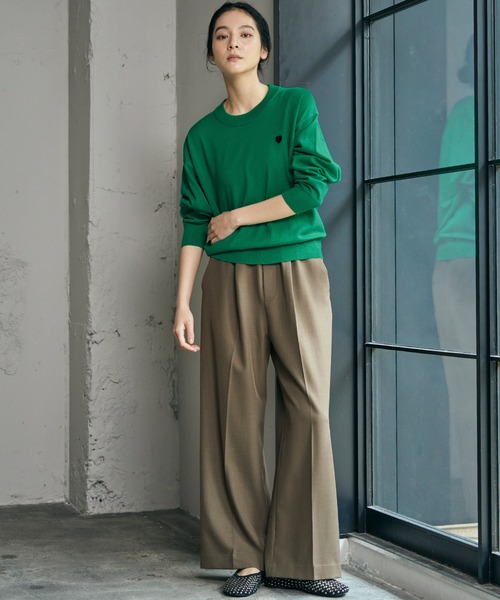 セール】《新色追加》ワンポイントハート刺繍ニットプルオーバー