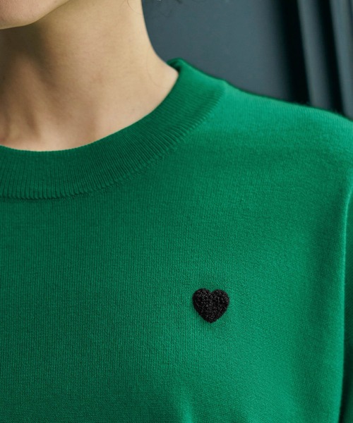 セール】《新色追加》ワンポイントハート刺繍ニットプルオーバー