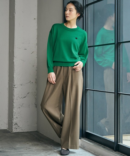 セール】《新色追加》ワンポイントハート刺繍ニットプルオーバー